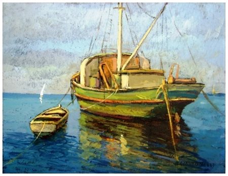 NELLO GIOVANNELLI Livorno 1922 – Livorno 1996 Senza titolo Olio su tavola...