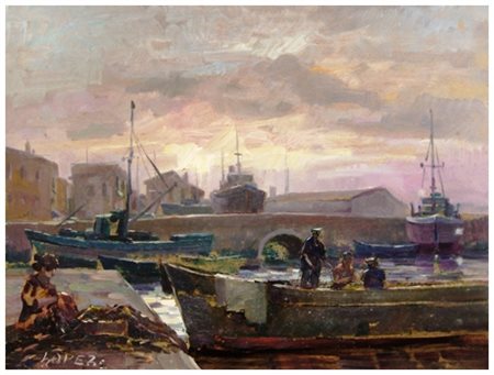 ALDO LOPEZ (Aldo Luxardo) Livorno 1921 – Livorno 1995 Livorno (Darsena) Olio...