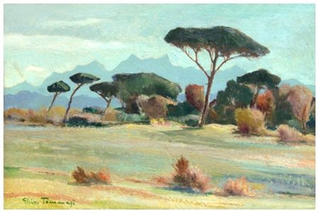 GHIGO TOMMASI Livorno 1912 – Livorno 1985 Tombolo Olio su tavola 20 x 30....