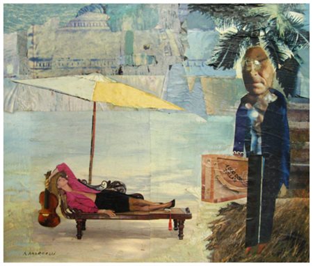 MARCELLO ANDREOZZI Prato 1927 – Prato 2014 Un signore… Olio e collage su tela...