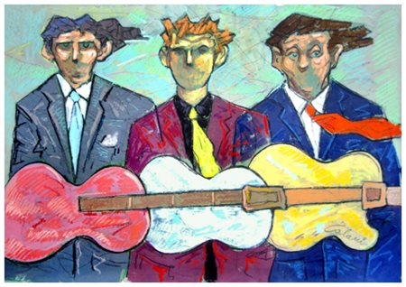 GIAMPAOLO TALANI San Vincenzo 1955 Chitarristi blues 2015 Olio e t.m. su...