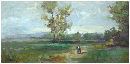 FORTUNATO GIULIO FAINI Firenze 1869 – Firenze 1952 Senza titolo Olio su carta...