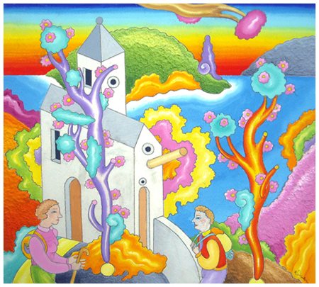 LUCA ALINARI Firenze 1943 Senza titolo Olio e t.m. su tavola 33,5 x 36,5....