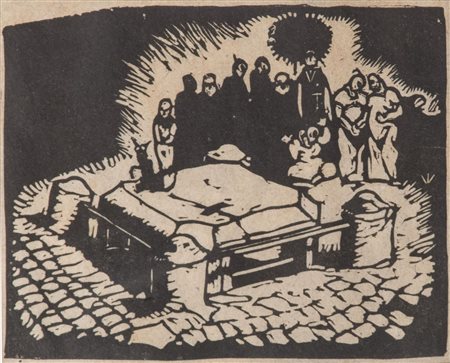 Giorgio Wenter Marini (1890-1973) Senza titolo xilografia su carta applicata...