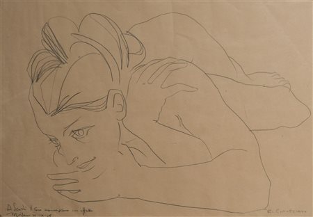 Romano Conversano (1872-1955) Nudo di donna firma in basso a destra; data e...