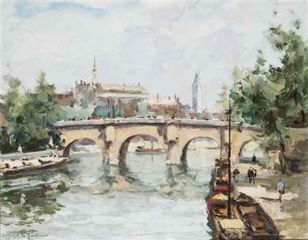 Roberto Iras Baldessari (1894-1965) Lungosenna firma in basso a sinistra olio...