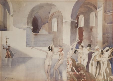 Ernesto Giuliano Armani (1898-1986) Le tentazioni di S. Antonio - Ambiente:...