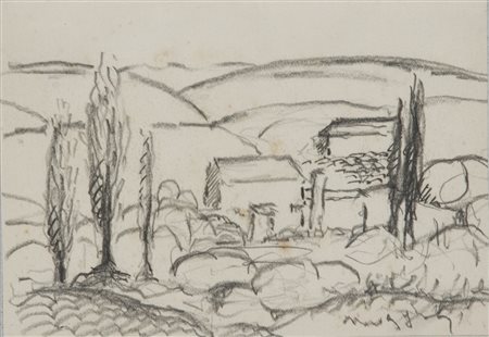 Umberto Moggioli (1886-1919) Colline di Asolo firma in basso a destra matita...
