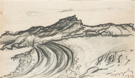 Umberto Moggioli (1886-1919) Paesaggio di Cavaion del Garda firma e data in...