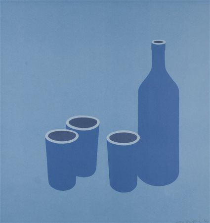 Patrick Caulfield (1936-2005) Bottle and cups firmato in basso a destra;...