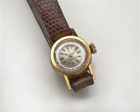 Levrette orologio da polso da donna, cassa in oro giallo 14K, cinturino in...