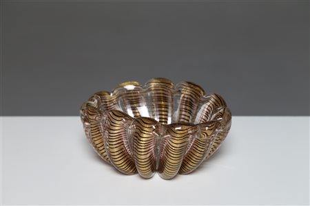 BAROVIER ERCOLE (1889 - 1974) Posacenere serie cordonato oro, 1950. Vetro di...