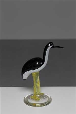 MANIFATTURA MURANESE Trampoliere in pasta di vetro e cristallo,1950. Vetro di...