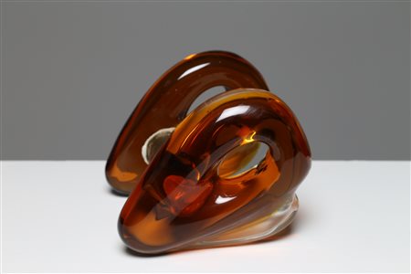 POLI FLAVIO Maniglia in vetro e ottone, prod. Seguso, 1960. Vetro e ottone....