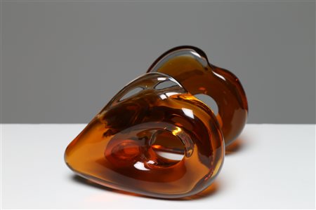 POLI FLAVIO Maniglia in vetro e ottone, prod. Seguso, 1960. Vetro e ottone....