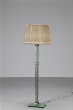 BRUSOTTI LUIGI Lampada da terra in vetro e ottone, anni 1940. Ottone e vetro....