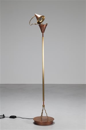 LA PIETRA UGO (n. 1938) Lampada da terra “prototipo” in rame e ottone...