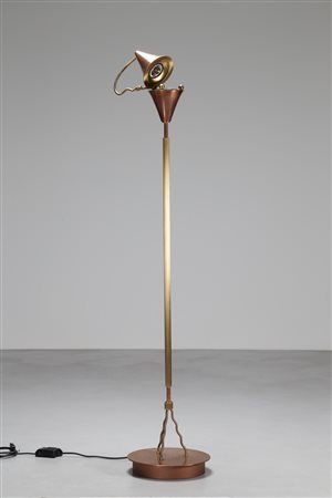 LA PIETRA UGO (n. 1938) Lampada da terra “prototipo” in rame e ottone...