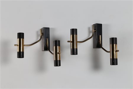 TORLASCO OSCAR Appliques due luci mod. 582 per Lumi Milano, 1961 . Ottone e...