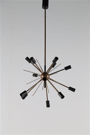 MANIFATTURA ITALIANA Lampadario "sputnik" in ottone e alluminio laccato ....