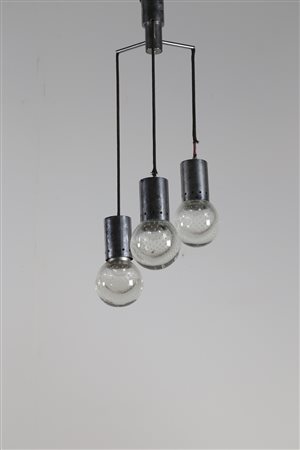 SARFATTI GINO (1912 - 1985) Lampada a sospensione in ottone verniciato, vetro...