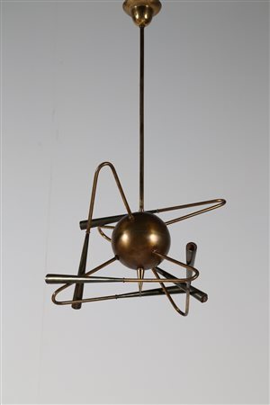 STILNOVO Lampadario mod. cosmos in ottone brunito e ottone, 1960. Ottone. Cm...