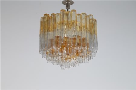 VENINI Lampadario mod. Calze Struttura in metallo, elementi in vetro...