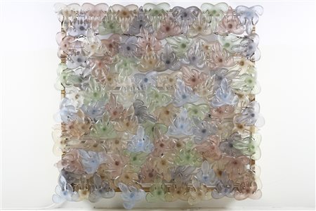 POLI FLAVIO (1900 - 1984) Grande Lampadario-plaffoniera composto da elementi...