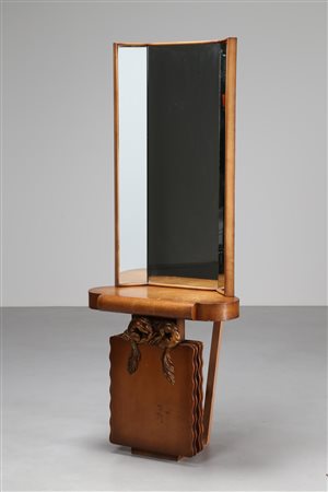 MONTUORI EUGENIO Attrib. Consolle con specchio in legno di frassino con...