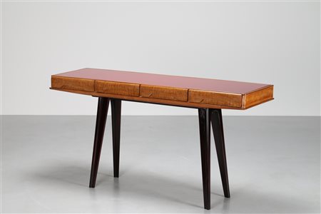 CECCHINI LIBERO (n. 1919) Consolle in legno e vetro, Ebanisteria 4 spade...