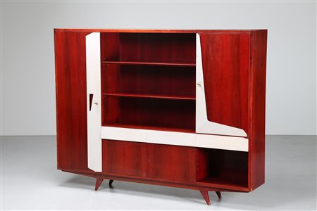 CAVATORTA SILVIO Armadio credenza in legno di mogano e particolari laccati in...