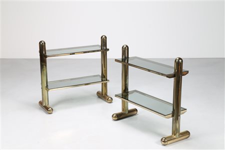 ANGOLO METAL ARTE ROMA Coppia consolle in ottone e vetro, Roma 1970. Ottone e...