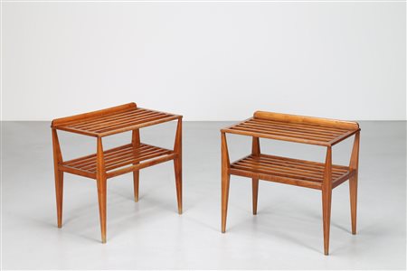 PONTI GIO' (1891 - 1979) Coppia di porta valigie in legno di frassino e...