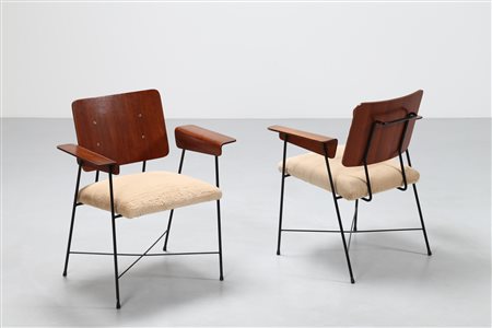 STRADA ENZO Coppia poltroncine in velluto, metallo laccato e multistrato...