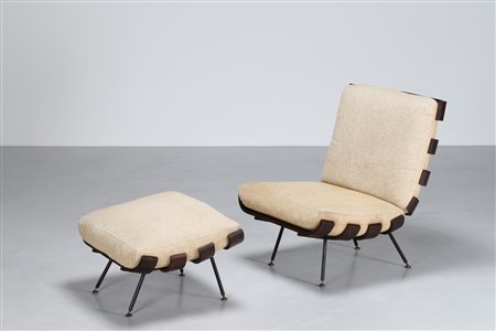 CARLO HAUNER (1927-1997) & MARTIN HESLER (1913-1977) Poltrona e una panchetto...