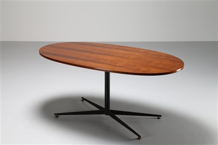 PONTI GIO' (1891 - 1979) Tavolo ovale in noce e metallo mod.Bt 201, per RIMA,...