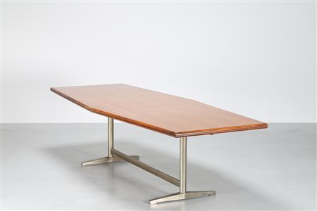 PONTI GIO' (1891 - 1979) Rarissimo grande tavolo riunioni in legno di noce e...
