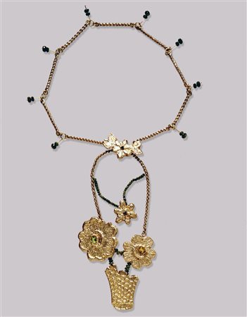 DI CIAULA FRANCESCA (n. 1960) Collier Canestro di Fiori. 1997. Argento, oro...
