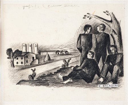 VINICIO PALADINI Mosca 1902 - Roma 1971 SAN MARTINO, 1933 carboncino su...