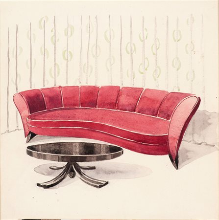 VINICIO PALADINI Mosca 1902 - Roma 1971 BOZZETTO DI MOBILI E ARREDAMENTO...