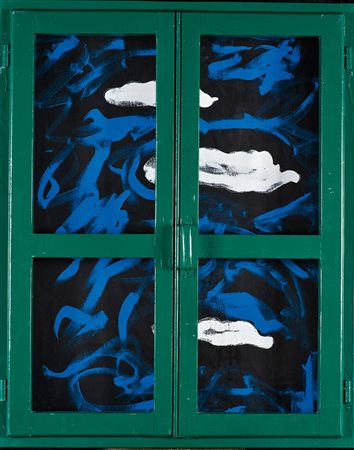 TANO FESTA Roma 1938 – 1988 FINESTRA VERDE, 1985 olio su tavola e legno...