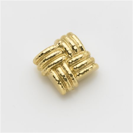 FAVERO Spilla quadrata in oro giallo e spillone in oro bianco g. 9,60 Square...