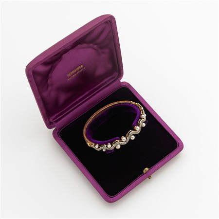 SCHREIBER MILANO-BRESCIA Bracciale in oro giallo e bianco con diamanti...