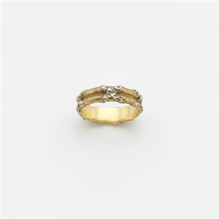 GIAN MARIA BUCCELLATI Fedina in oro giallo e bianco lucido e zigrinato g....