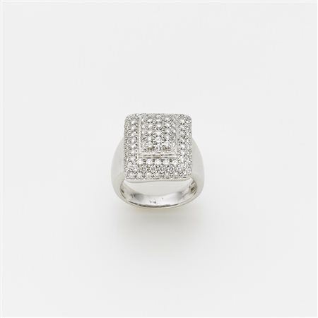 DAMIANI Anello in oro bianco con cupola di pavÈ di diamanti g. 12,10 misura...