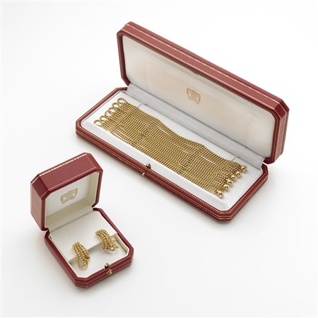 CARTIER Demi-parure in oro giallo a catena di piccole boules per quattro fili...