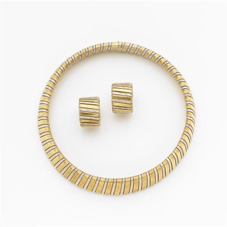 GIANMARIA BUCCELLATI Demi-parure in oro giallo e bianco satinato e lucido...