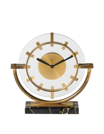 BAYARD Orologio da scrivania in ottone e cristallo Anni '50 Quadrante,...