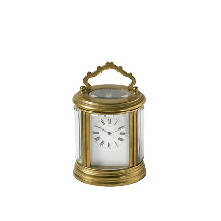 J. RICCI Piccolo officier da viaggio di forma ovale in ottone e cristalli...