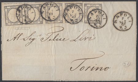 [PROVINCE NAPOLETANE] 1861 (7 set.) Lettera affrancata con striscia di 4 pi˘...
